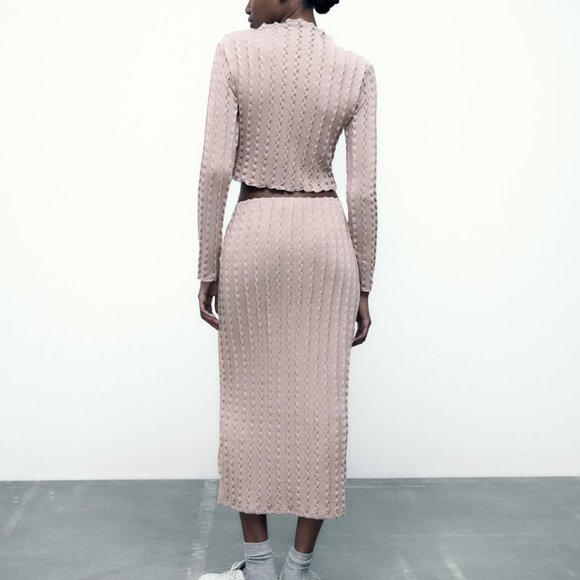 NWT Zara Textured Midi Skirt - Medium - Picture 3 of 6